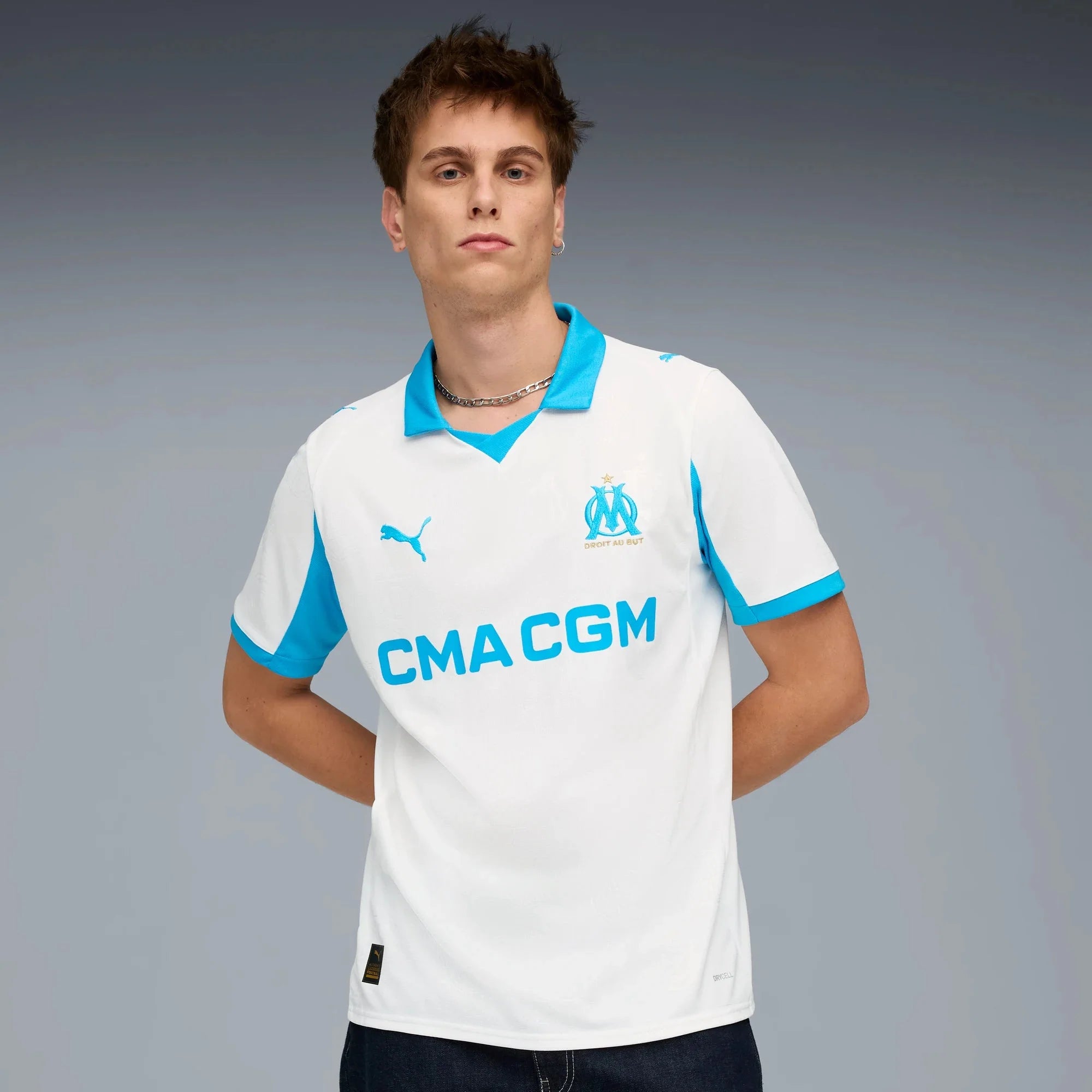 Puma 2025-26 Olympique de Marseille Men's Stadium Home Soccer Jersey 3