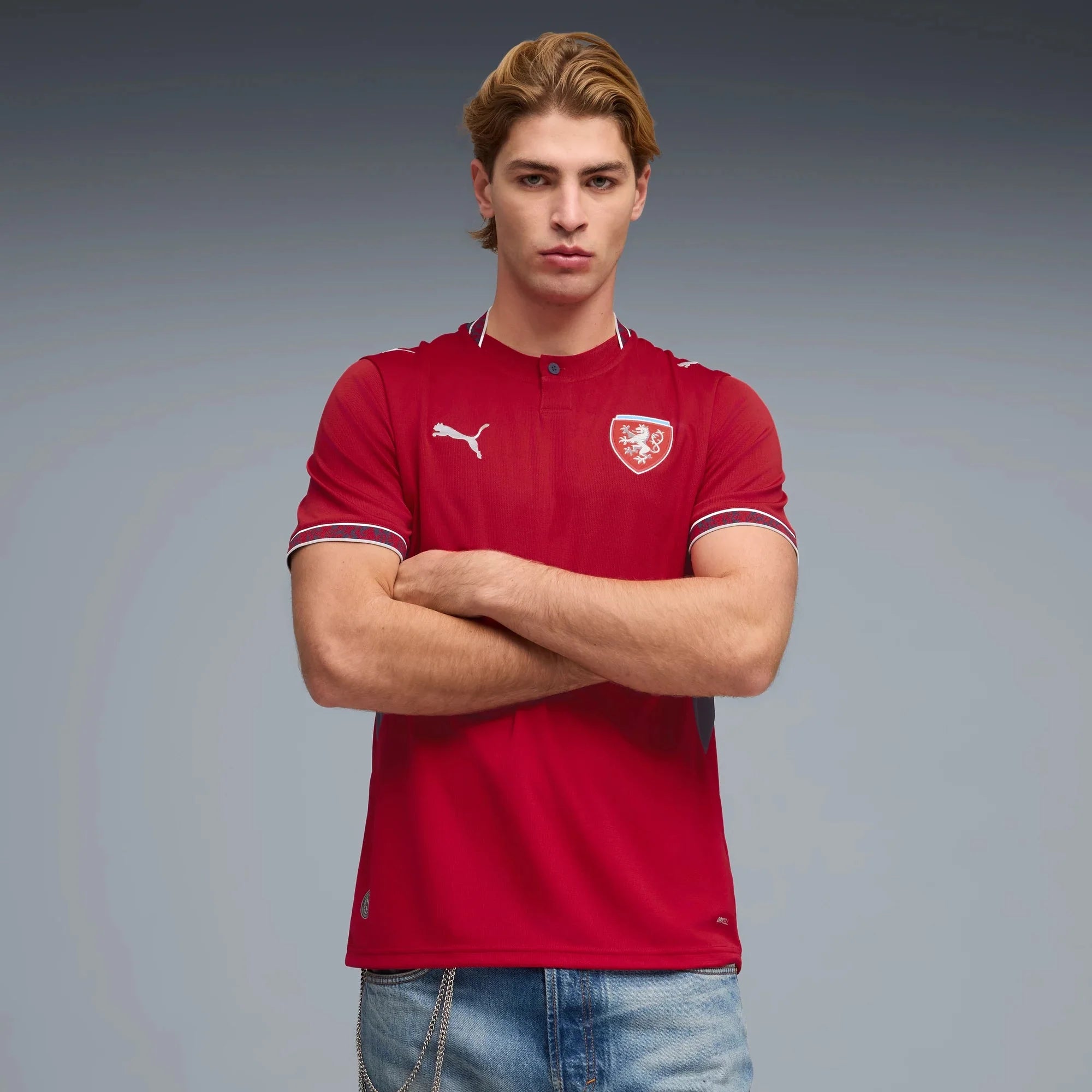 Puma 2026 Czech Republic Men's Stadium Home Soccer Jersey 3