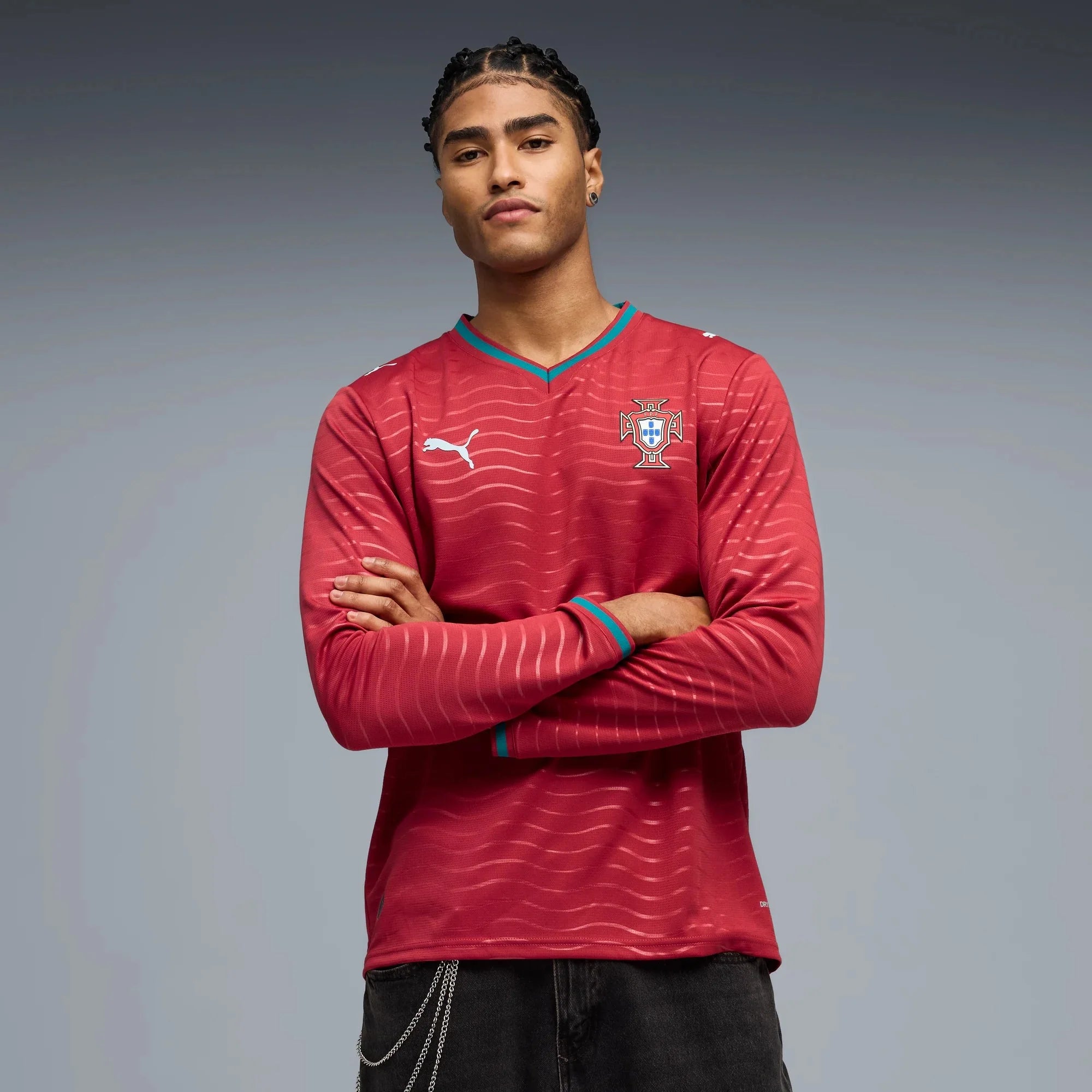 Puma 2026 Portugal Men's Stadium Home Long-Sleeve Soccer Jersey 3