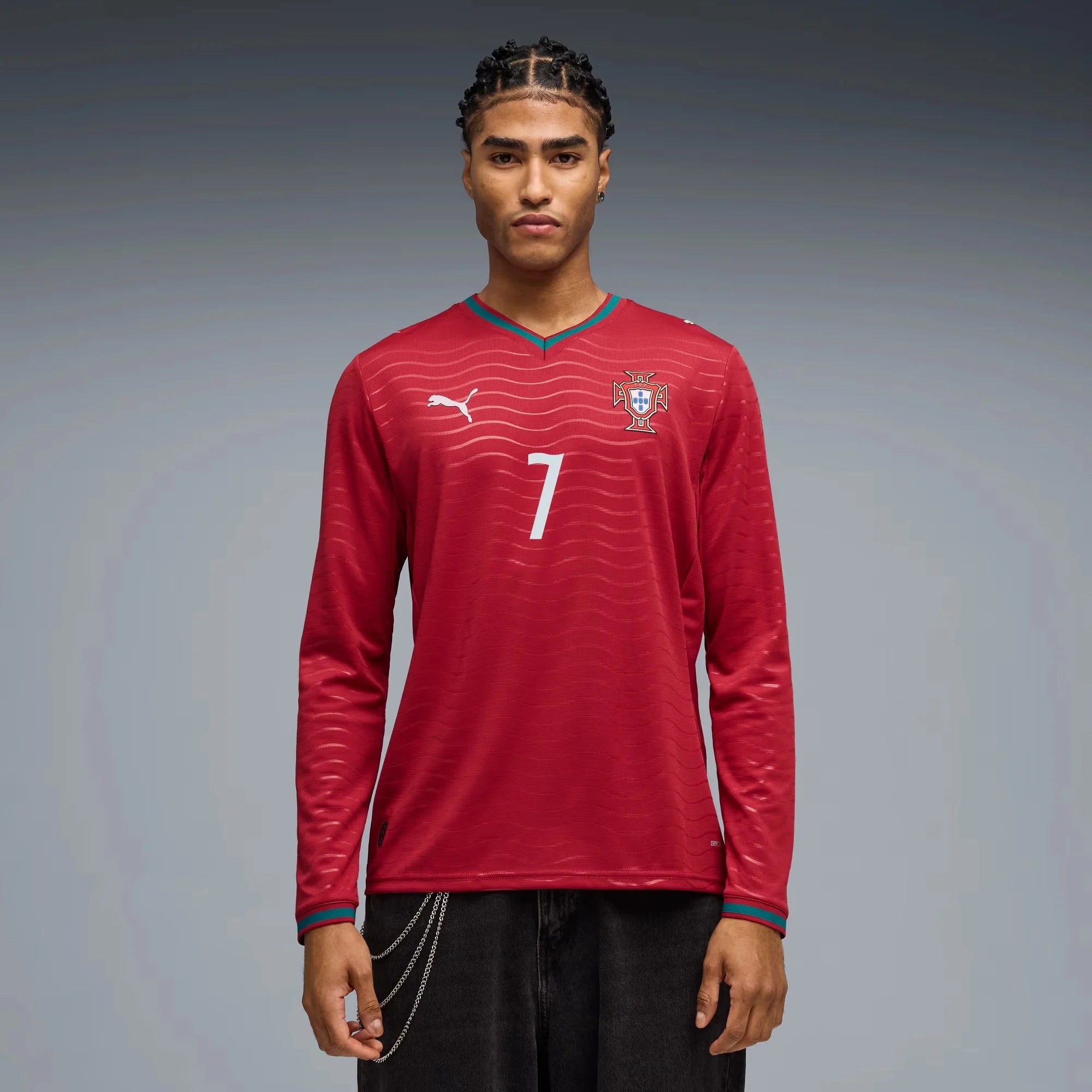 Puma 2026 Portugal Men's Stadium Home Ronaldo #7 Long-Sleeve Soccer Jersey 4