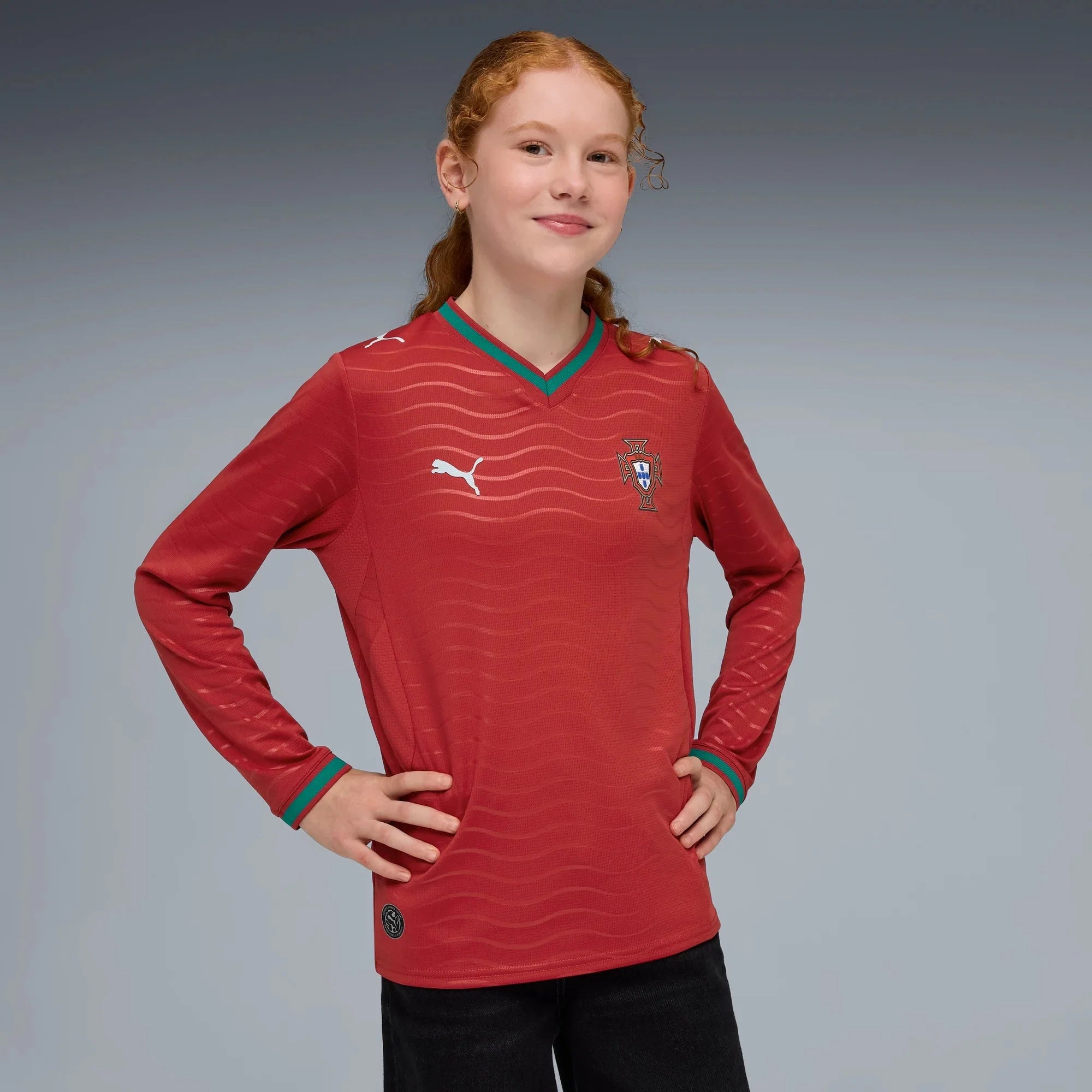 Puma 2026 Portugal Youth Stadium Home Long-Sleeve Jersey 3