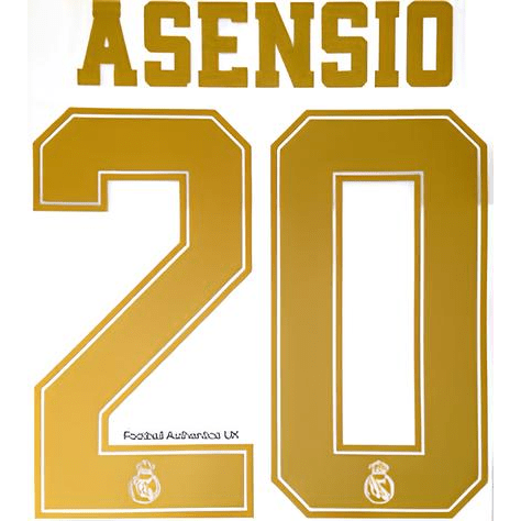 Real Madrid 2019/20 Home Asensio #20 Jersey Name Set 1