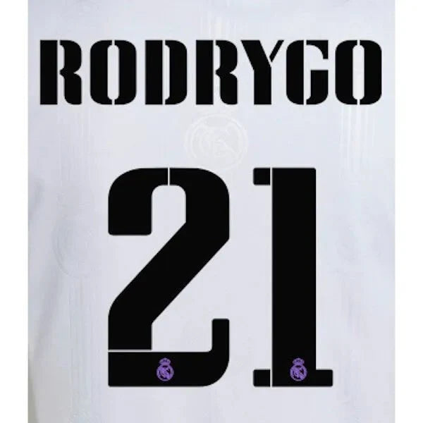 Real Madrid 2022/23 Home Rodrygo #21 Jersey Name Set 1