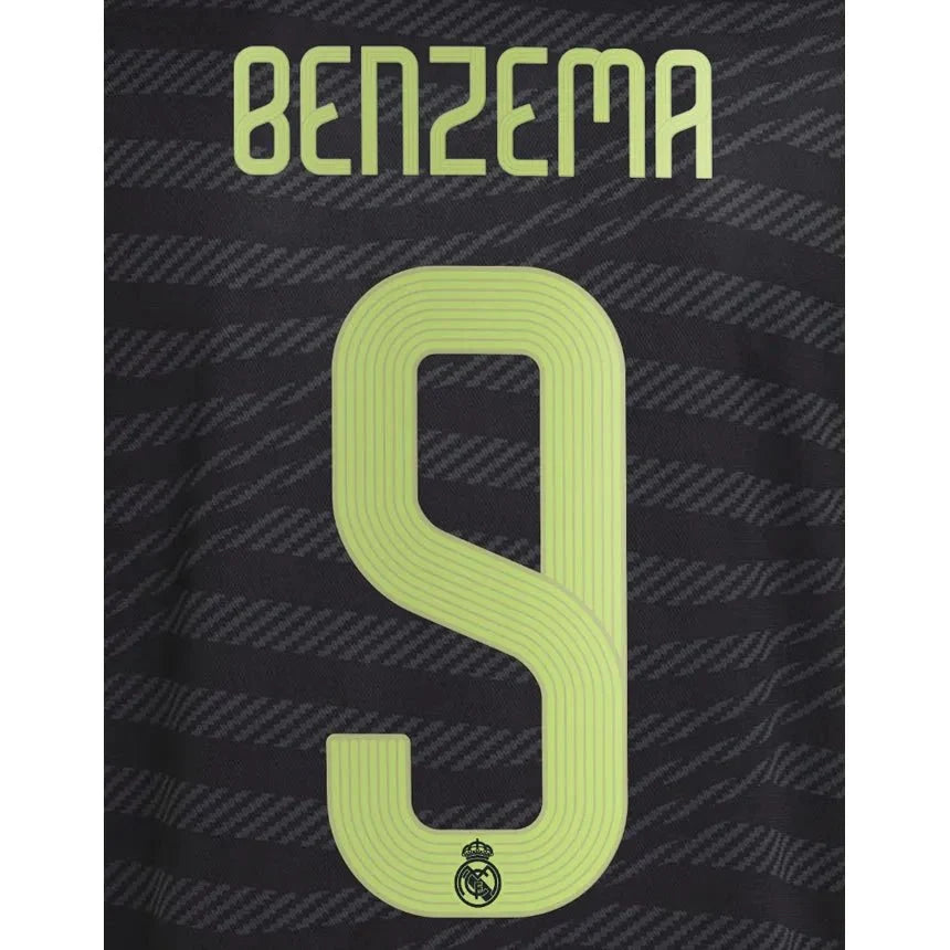 Real Madrid 2022/23 Third Benzema #9 Jersey Name Set 1