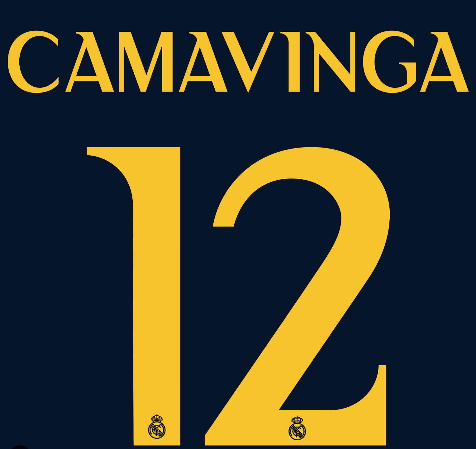 Real Madrid 2023/24 Away Camavinga #12 Jersey Name Set 1