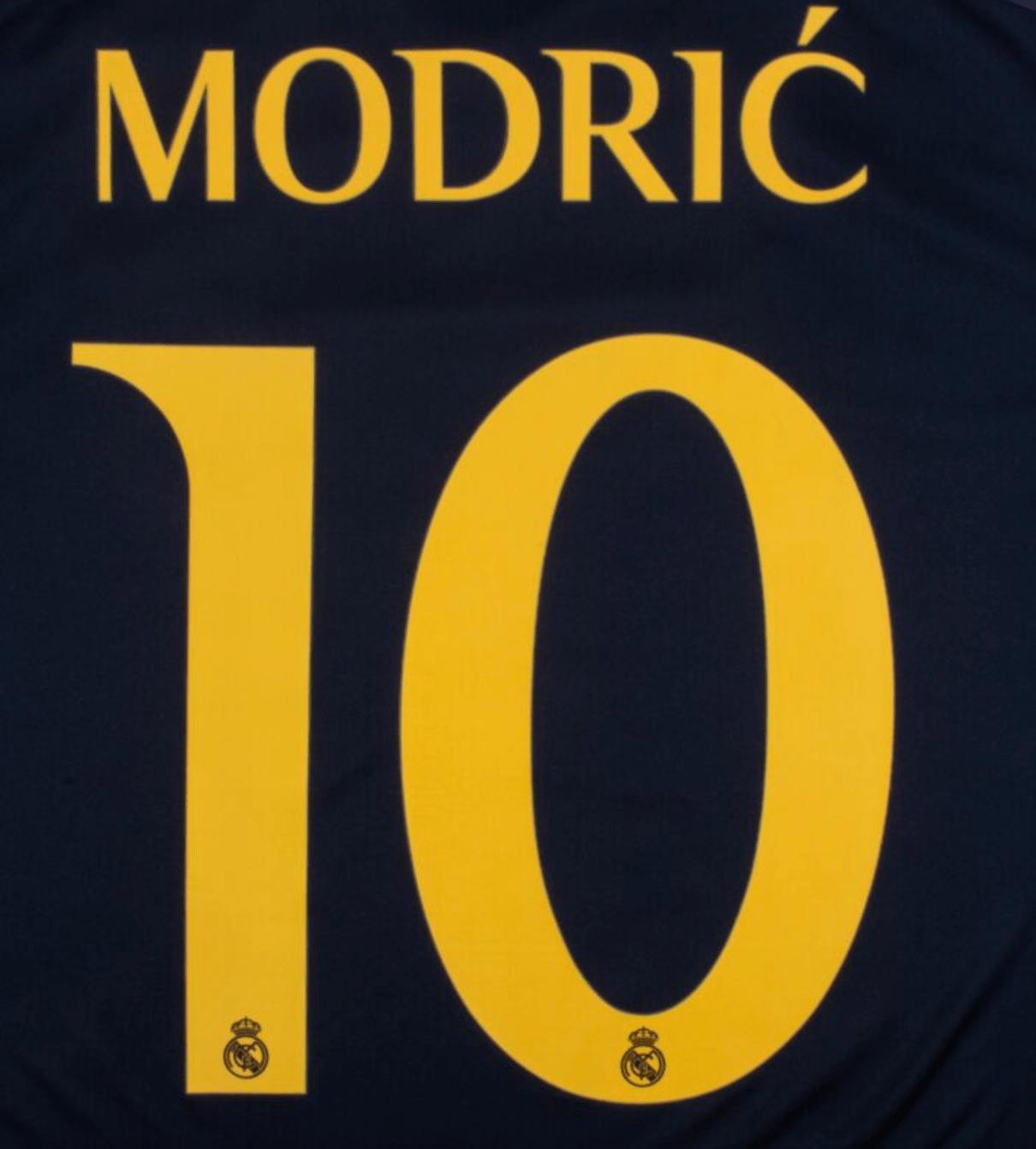 Real Madrid 2023/24 Away Modric #10 Youth Jersey Name Set 1