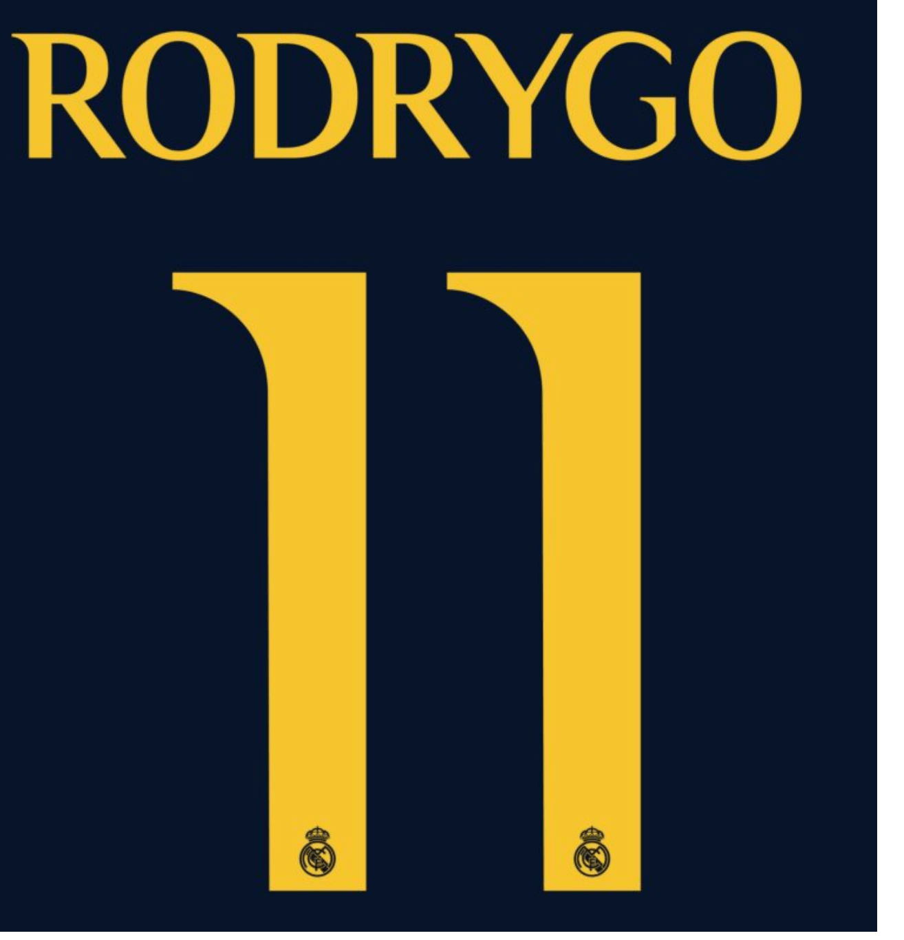 Real Madrid 2023/24 Away Rodrygo #11 Jersey Name Set 1