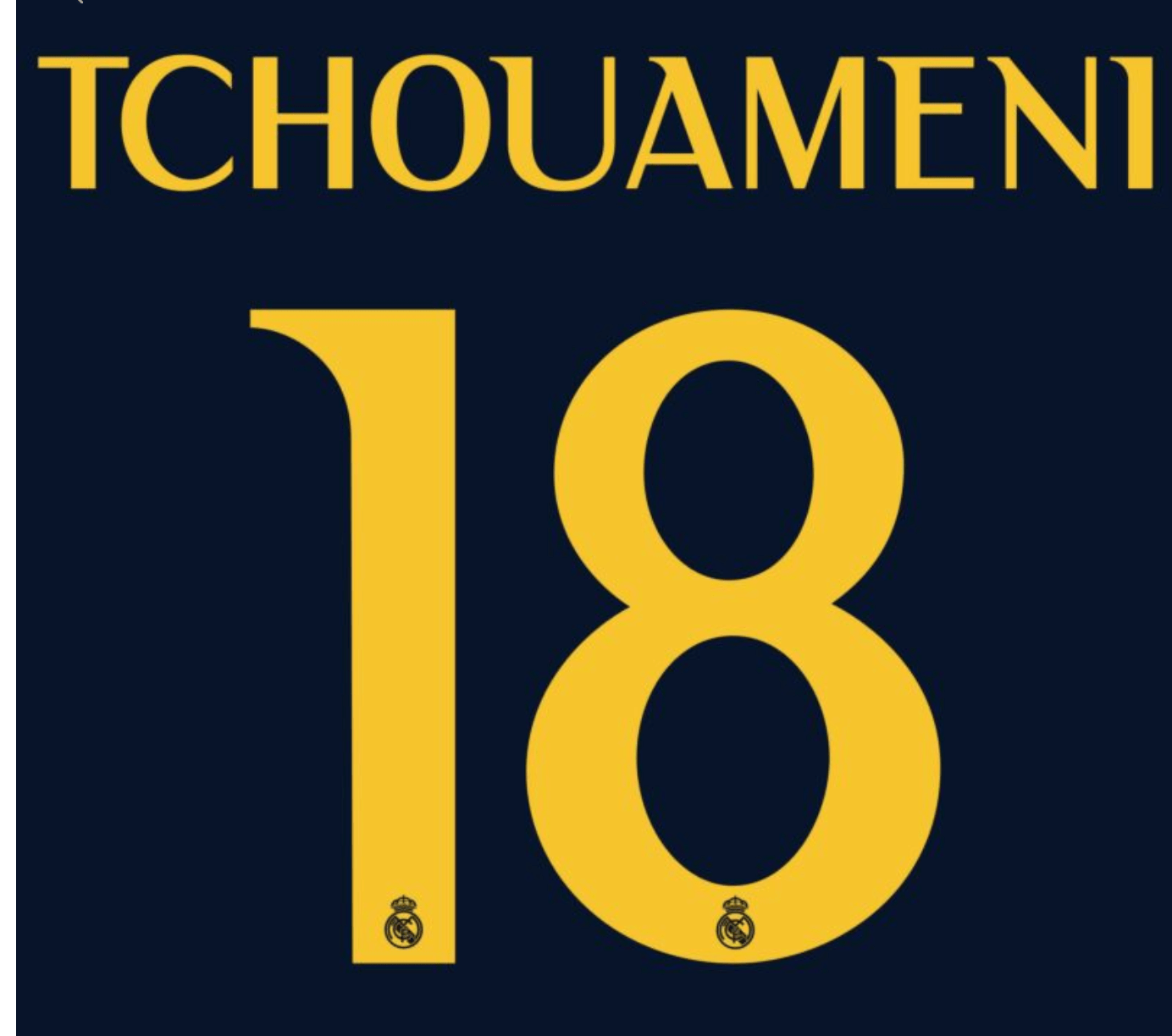Real Madrid 2023/24 Away Tchouameni #18 Jersey Name Set 1