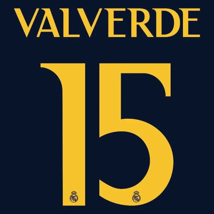 Real Madrid 2023/24 Away Valverde #15 Jersey Name Set 1