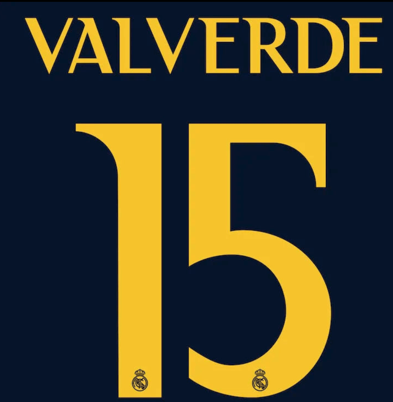 Real Madrid 2023/24 Away Valverde #15 Youth Jersey Name Set 1