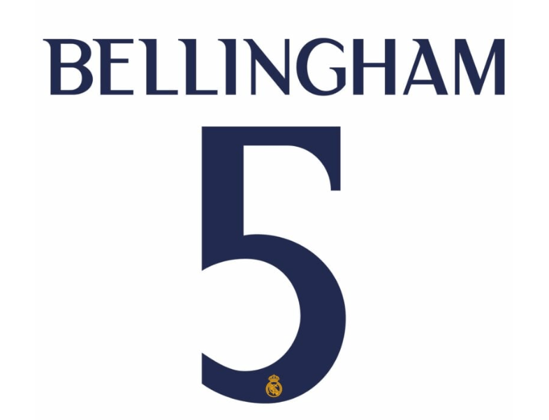 Real Madrid 2023/24 Home Bellingham #5 Jersey Name Set 1