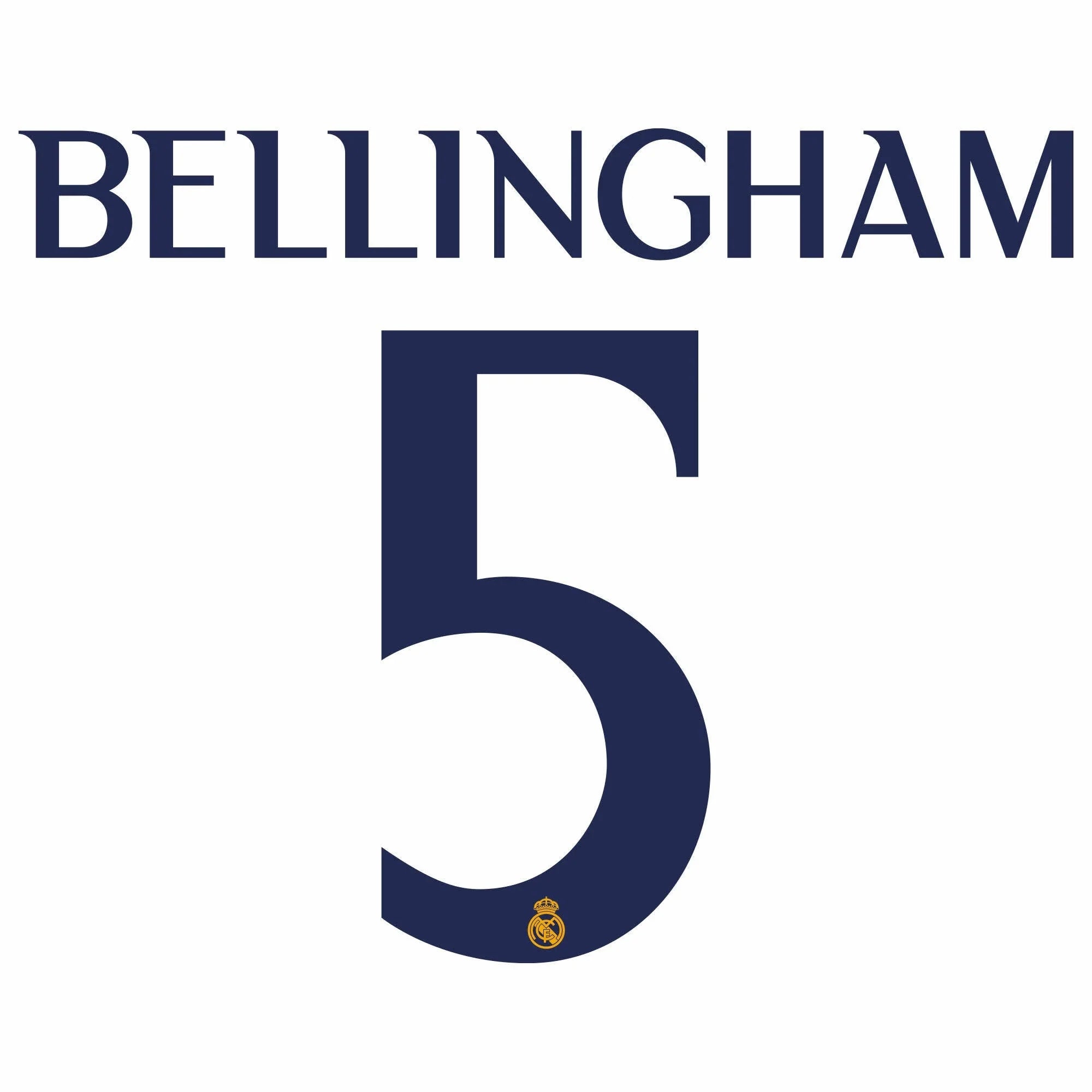 Real Madrid 2023/24 Home Bellingham #5 Youth Jersey Name Set 1