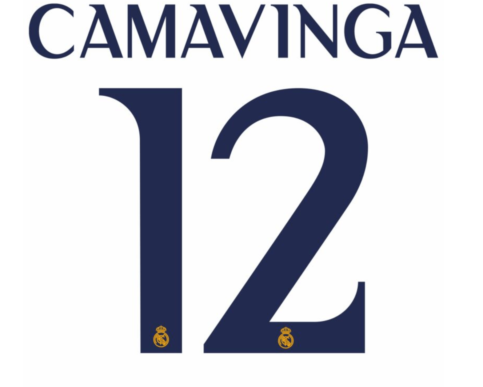Real Madrid 2023/24 Home Camavinga #12 Youth Jersey Name Set 1