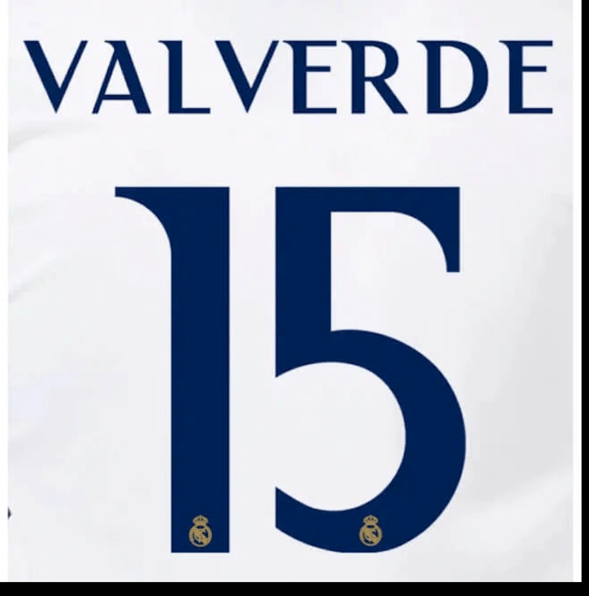 Real Madrid 2023/24 Home Valverde #15 Youth Jersey Name Set 1