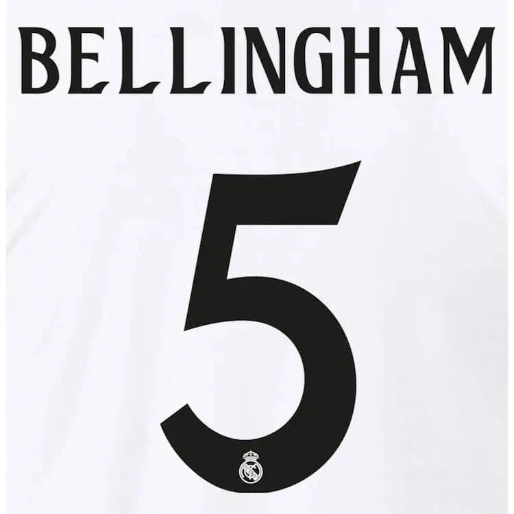 Real Madrid 2024/25 Home Bellingham #5 Jersey Name Set 1