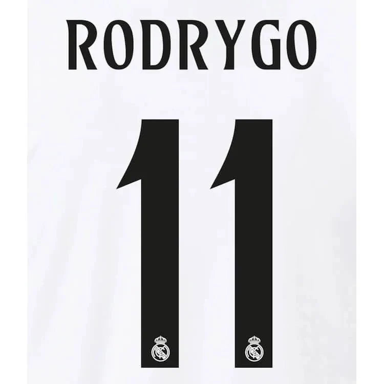 Real Madrid 2024/25 Home Rodrygo #11 Jersey Name Set 1