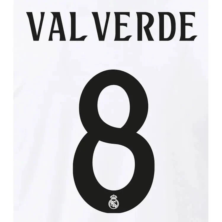 Real Madrid 2024/25 Home Valverde #8 Jersey Name Set 1