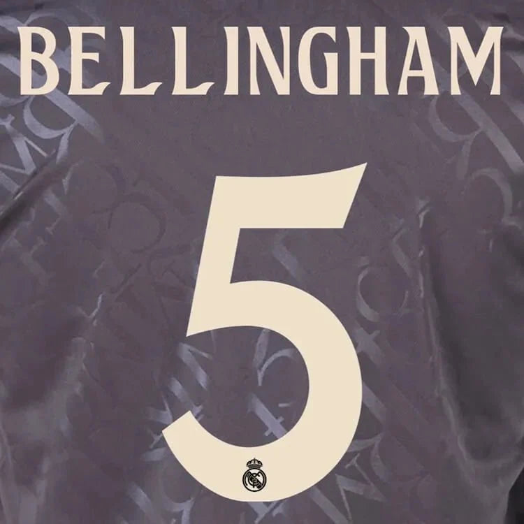 Real Madrid 2024/25 Third BELLINGHAM #5 Youth Official Name Set (CL Version) 1