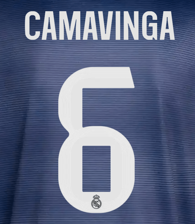 Real Madrid 2025/26 Away CAMAVINGA #6 Official Name Set 1