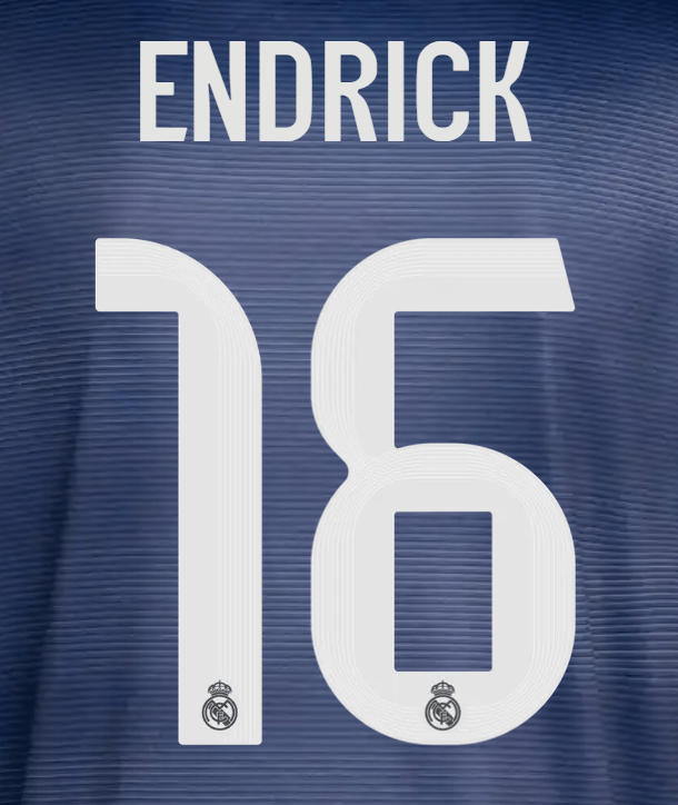 Real Madrid 2025/26 Away ENDRICK #16 Official Name Set 1