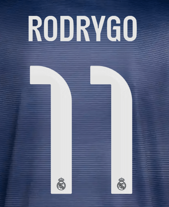 Real Madrid 2025/26 Away RODRYGO #11 Youth Official Name Set 1