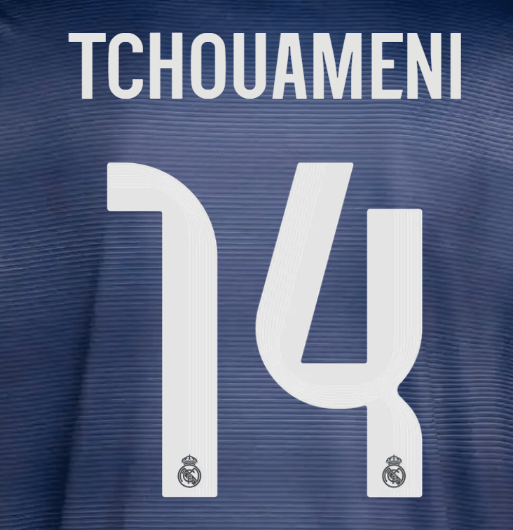Real Madrid 2025/26 Away TCHOUAMENI #14 Official Name Set 1