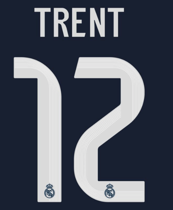 Real Madrid 2025/26 Away TRENT #12 Official Name Set 1