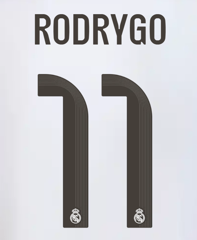 Real Madrid 2025/26 Home RODRYGO #11 Youth Official Name Set 1