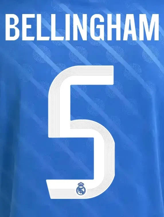 Real Madrid 2025/26 Third BELLINGHAM #5 Youth Official Name Set (CL Version) 1