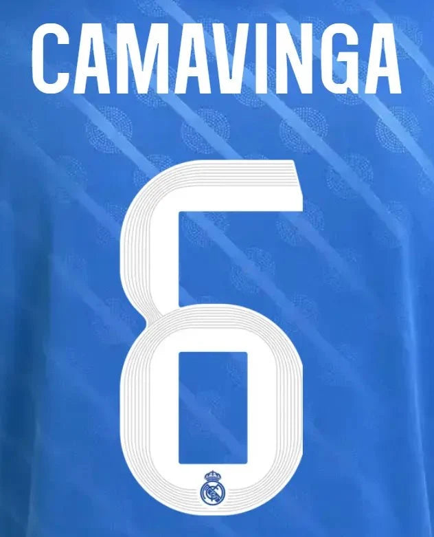 Real Madrid 2025/26 Third CAMAVINGA #6 Official Name Set (CL Version) 1