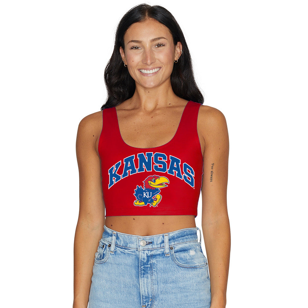 Kansas Jayhawks Red Crop Tank Top | lojobands