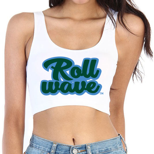 Tulane Roll Wave Cursive Crop Tank Top | lojobands 3