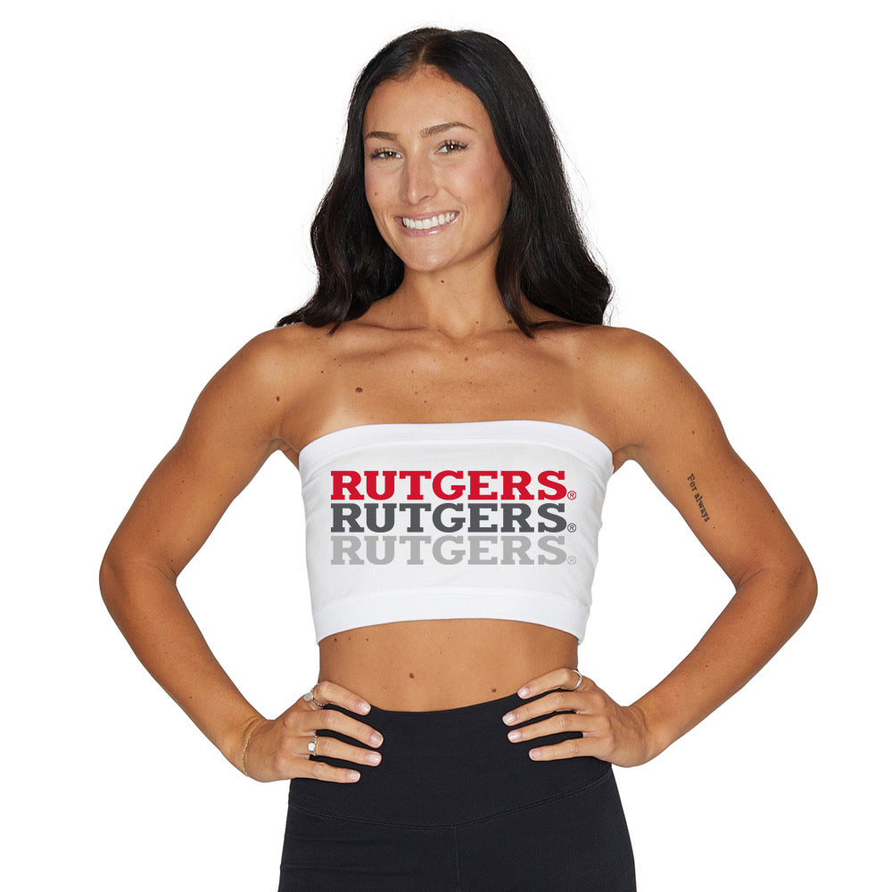 Rutgers Repeat White Bandeau Top | lojobands