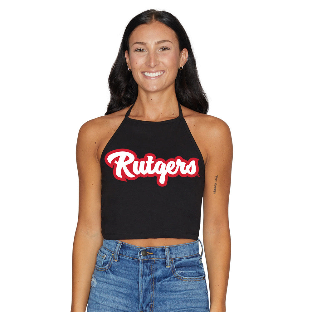 Rutgers Black Halter Top | lojobands