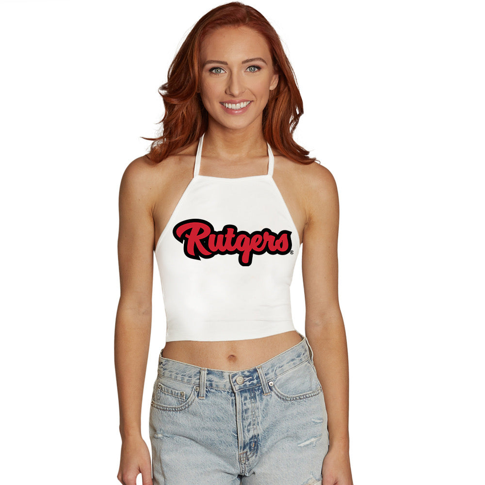 Rutgers White Halter Top | lojobands