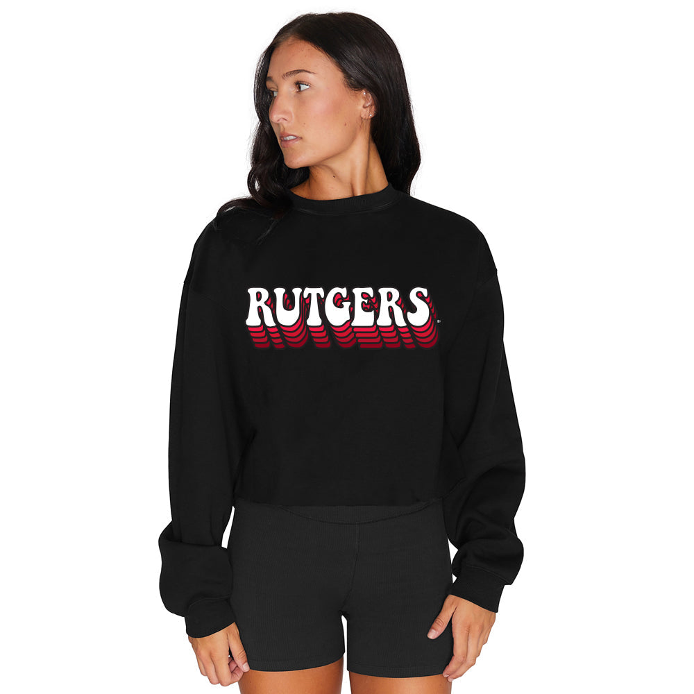 Rutgers Retro Black Crewneck