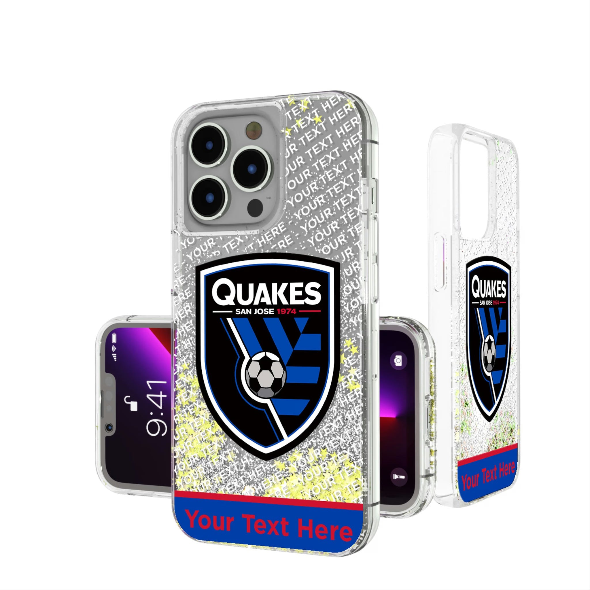 San Jose Earthquakes Personalized EndZone Plus Glitter Phone Case for Apple iPhone