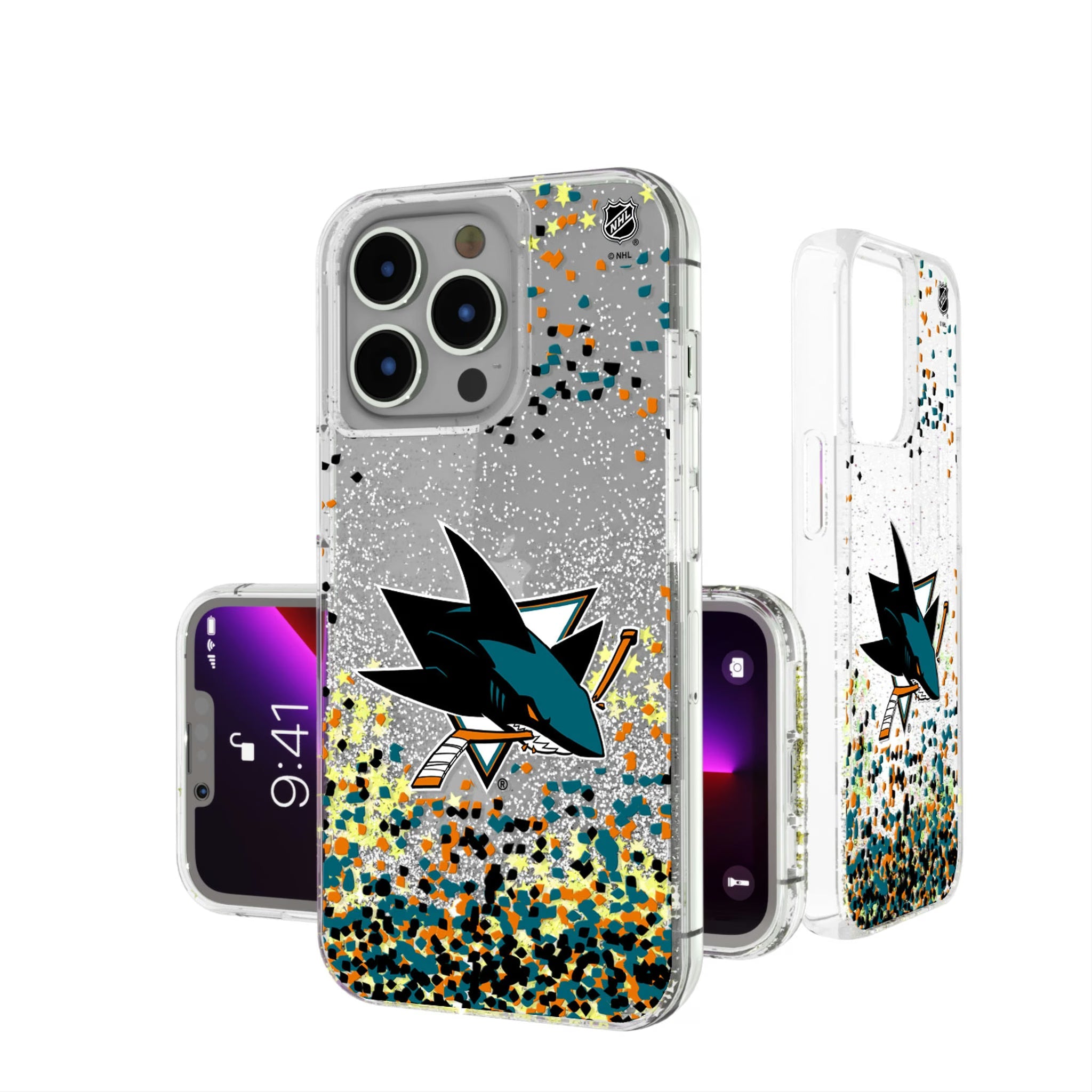 San Jose Sharks Confetti Glitter Phone Case 4