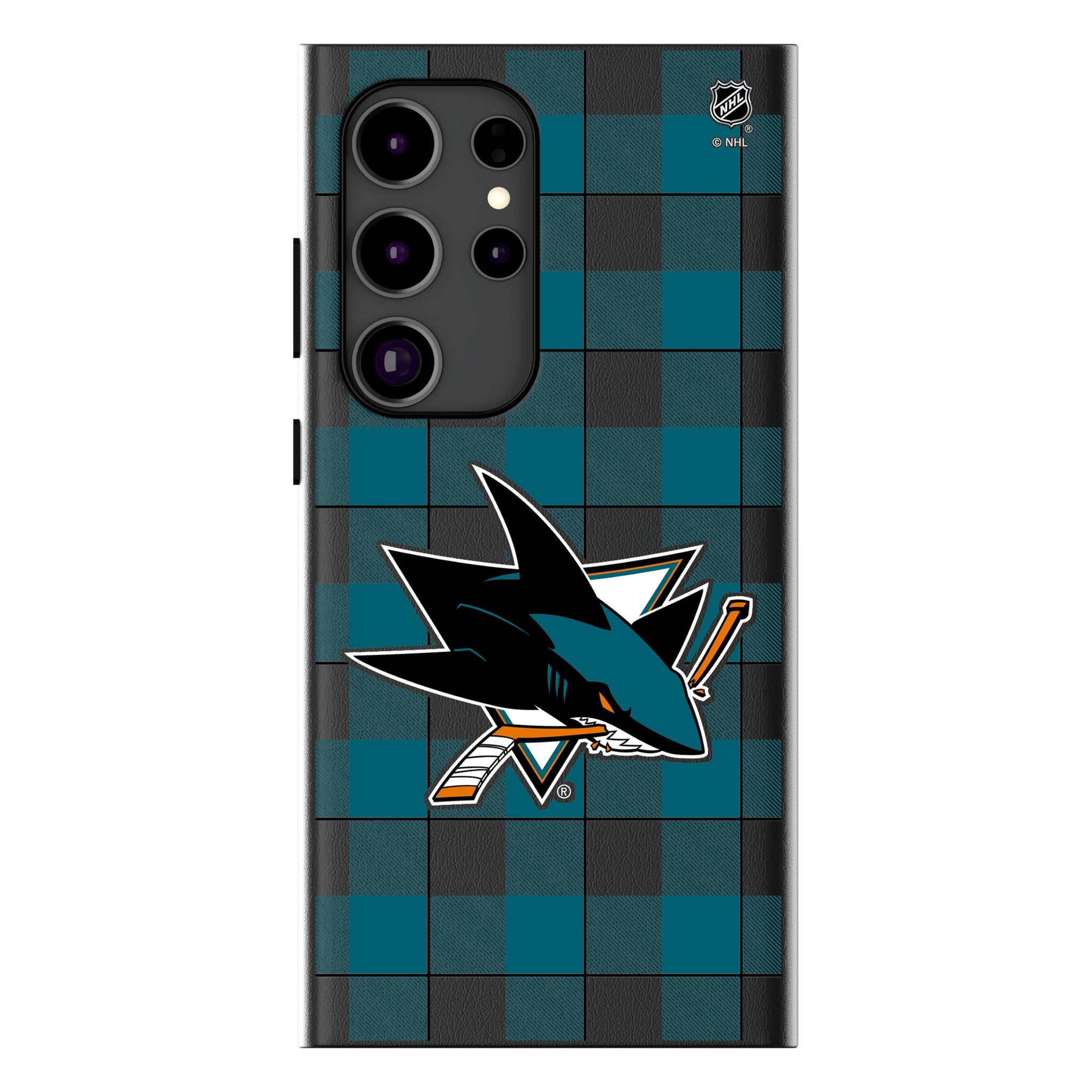 San Jose Sharks Plaid MagSafe Compatible Phone Case for Samsung Galaxy 10