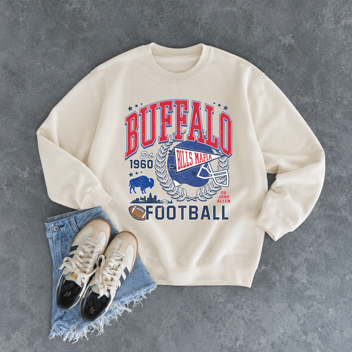 Buffalo Football Sweatshirt | Vintage Red & Blue Game Day Crewneck 2