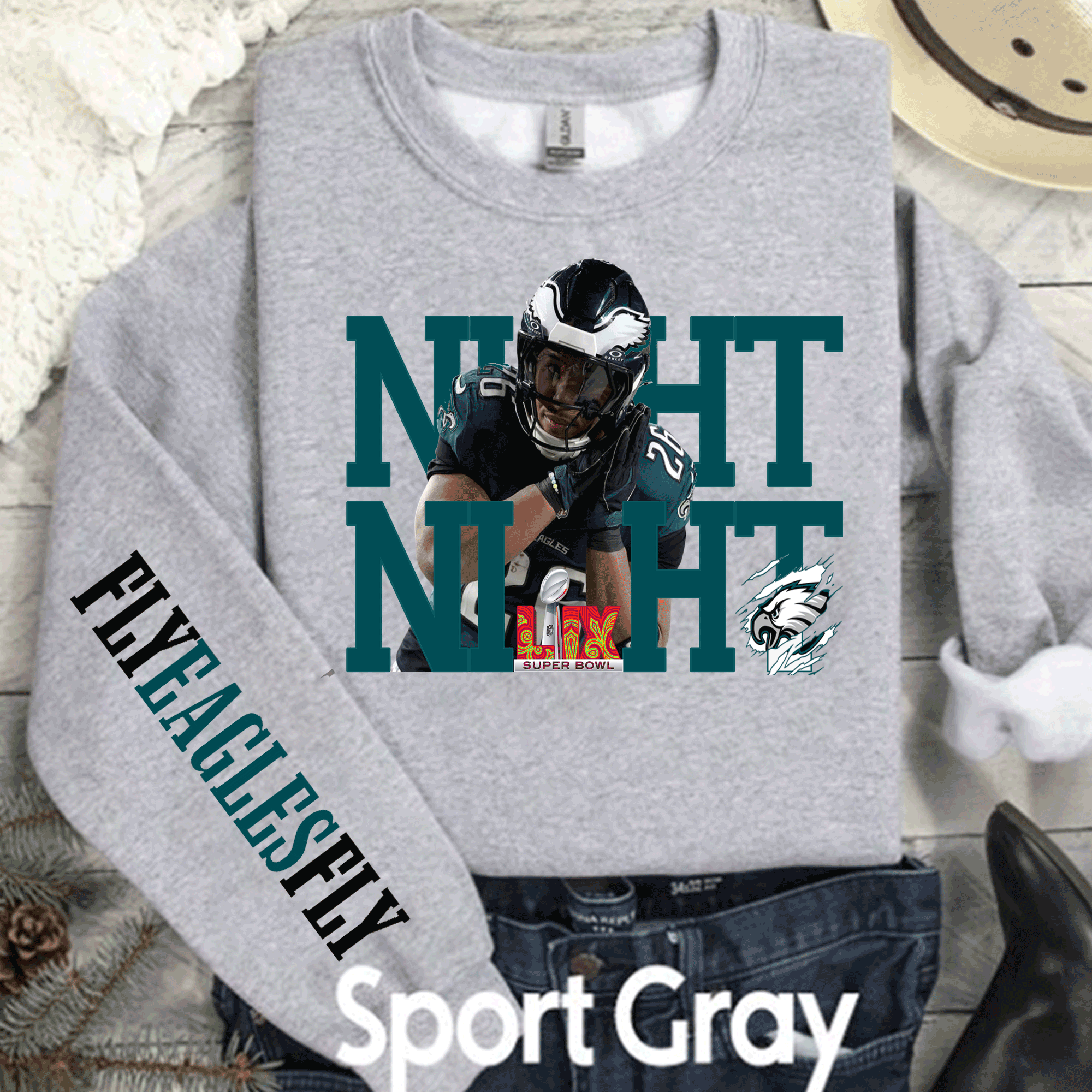 Super Bowl Philadelphia Football Sweatshirt, NIGHT NIGHT Saquon Barkley, Trending Eagles Fan Shirts, FLy Eagles Fly, Eagles Hoodie, Superbowl Gifts