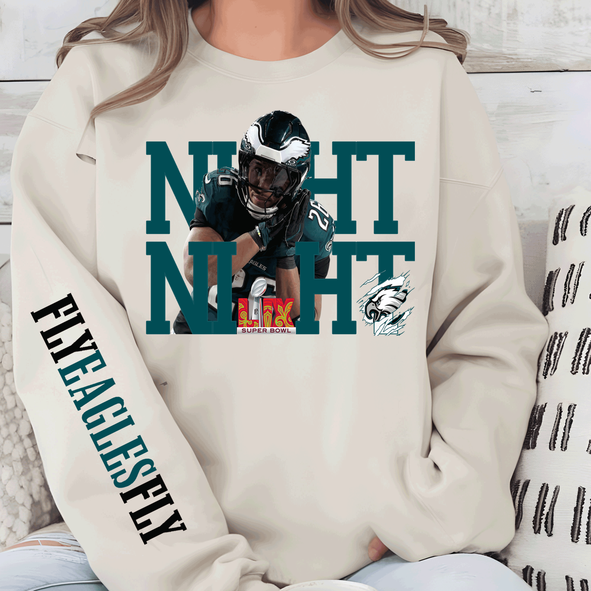 Super Bowl Philadelphia Football Sweatshirt, NIGHT NIGHT Saquon Barkley, Trending Eagles Fan Shirts, FLy Eagles Fly, Eagles Hoodie, Superbowl Gifts 3