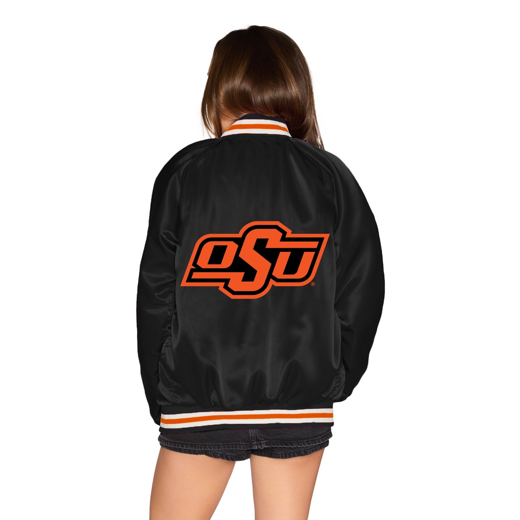 Oklahoma State Satin Letterman Bomber Jacket | lojobands 2
