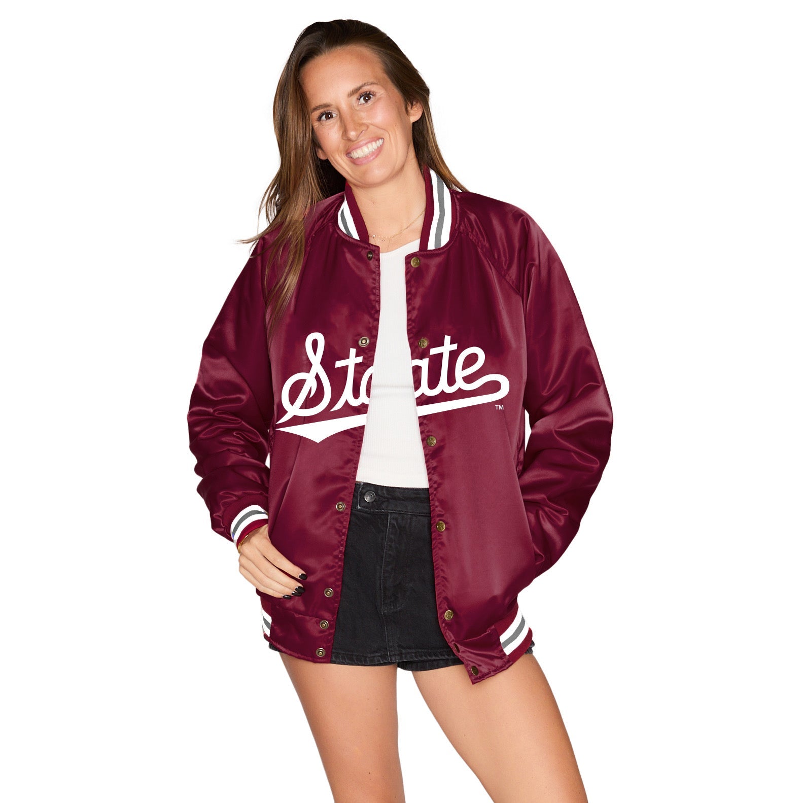 Mississippi State Satin Letterman Bomber Jacket | lojobands