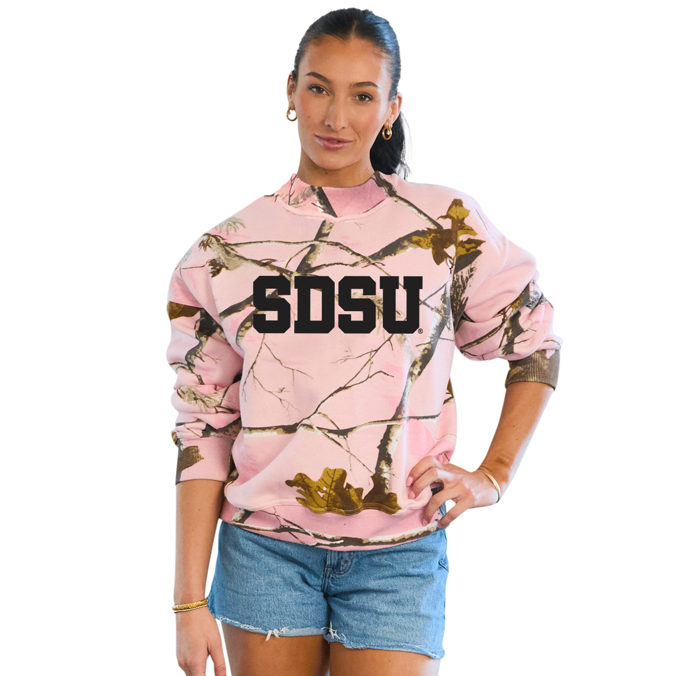 San Diego State Aztecs Camo Mock Neck Sweatshirt | lojobands