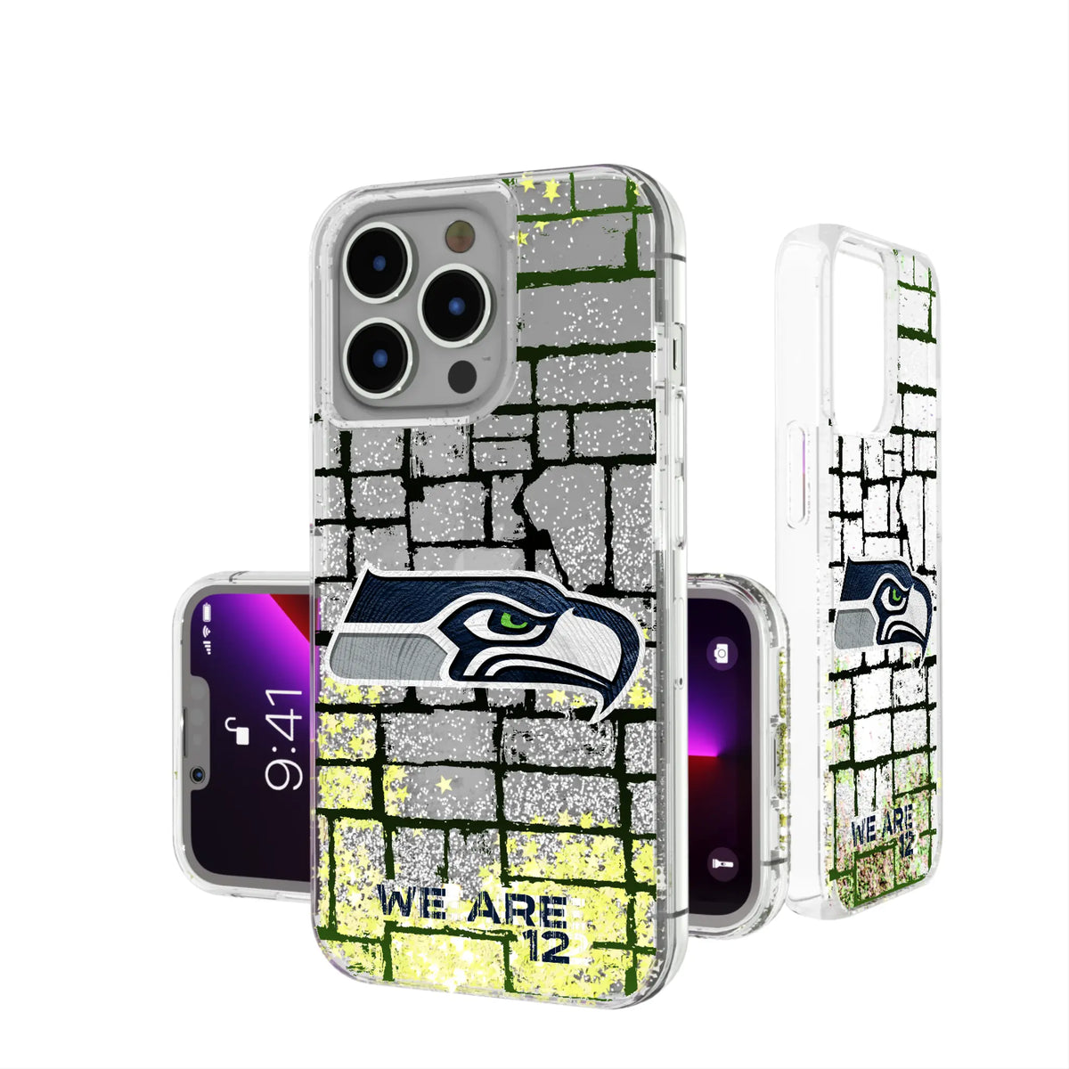 Seattle Seahawks Brick Wall Glitter Phone Case for Apple iPhone 17 Series 17