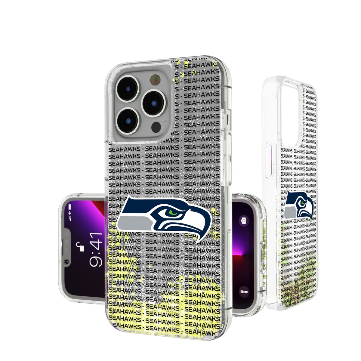 Seattle Seahawks Text Backdrop Glitter Phone Case 4
