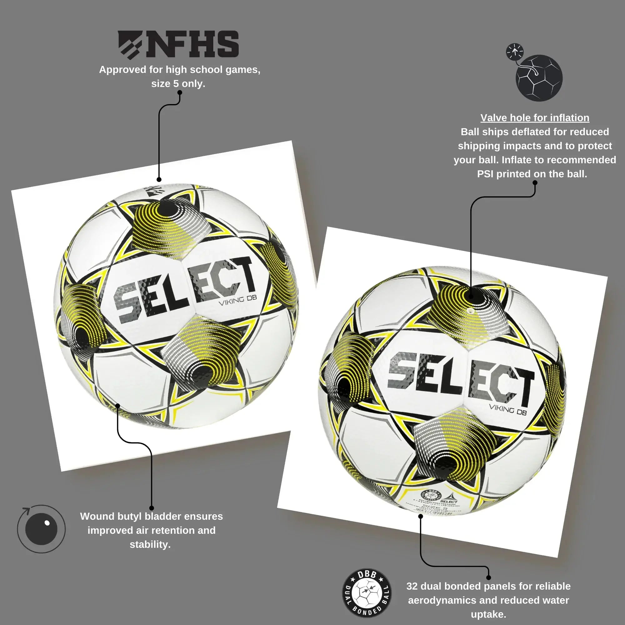 Select v25 Viking DB NFHS Soccer Ball 6