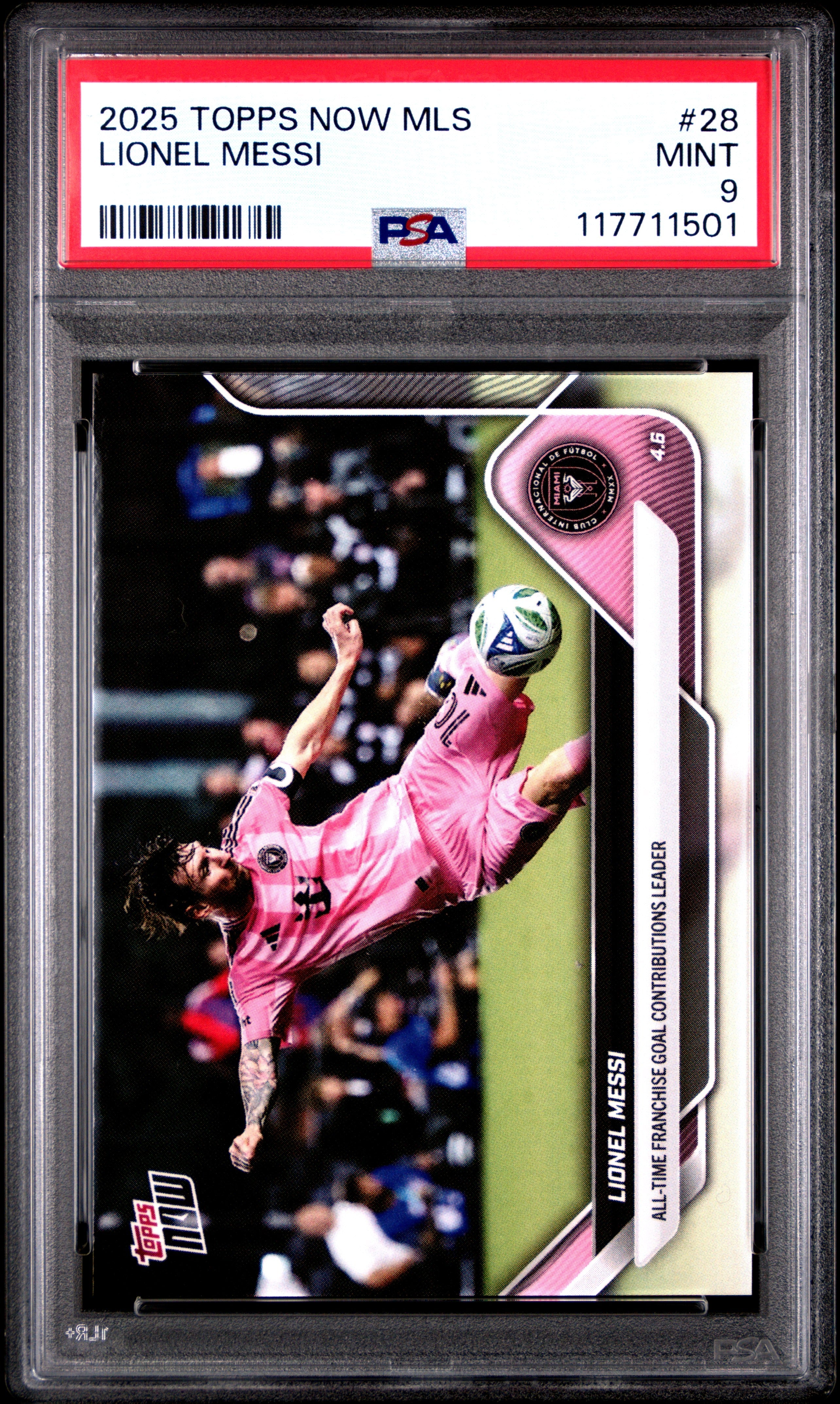 Graded 2025 Topps Now MLS Lionel Messi #28 Soccer Card PSA 9 Mint 1