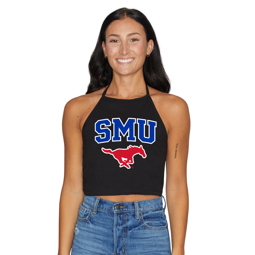 SMU Mustangs Black Halter Top | lojobands